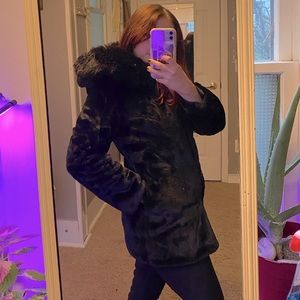 Vintage black faux fur coat